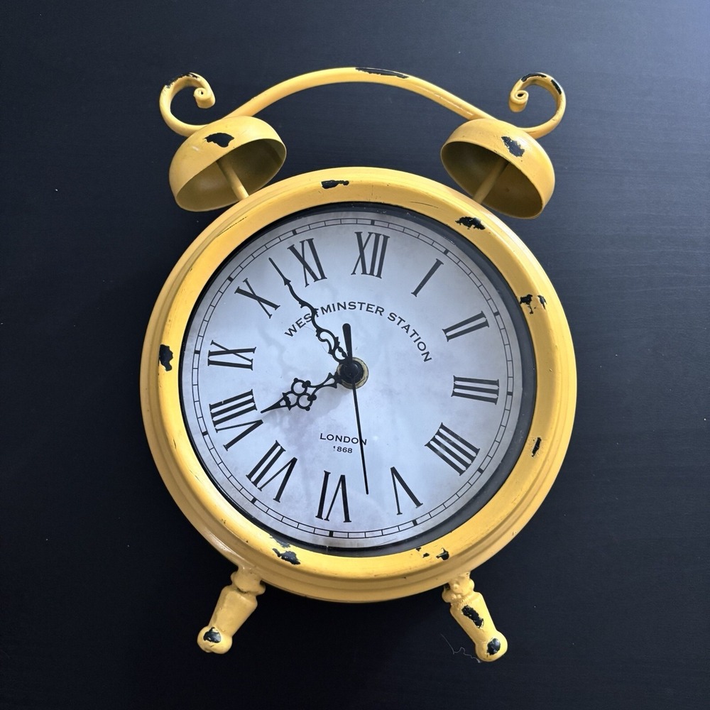 Shabby Chic Westminster Station Yellow Metal‎ Clock
